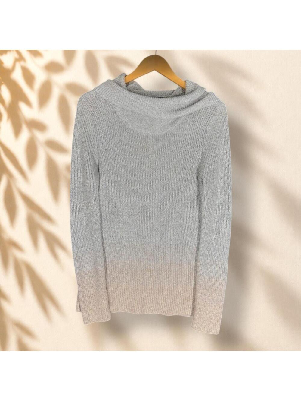 White House Black Market Sweater Pullover Women S Small Gray Knit Cowl Neck Cozy